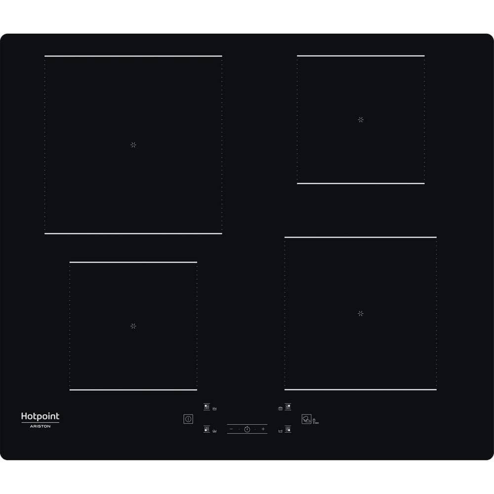 Table de cuisson induction - HOTPOINT - 4 foyers - L60 cm - HQ5660SNE - 7200 W - Revetement verre noir
