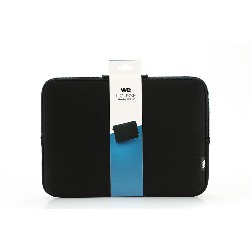 HOUSSE NEOPRENE SLEEVE 12-14 NOIRE SURPIQURE BLEU CANARD épaisseur de 4mm