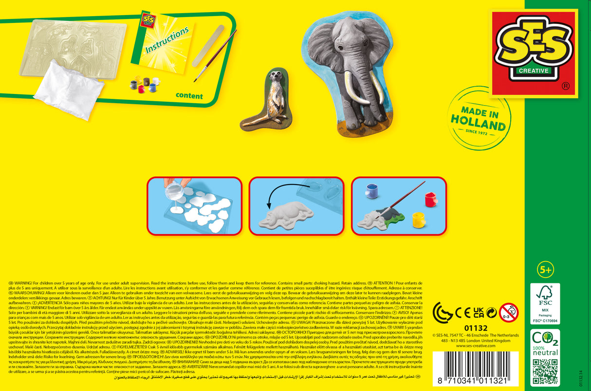 Moulage et peinture - SES CREATIVE - Hobby - Animaux - Plâtre Lavable - 11 figurines a créer - Age : 5+