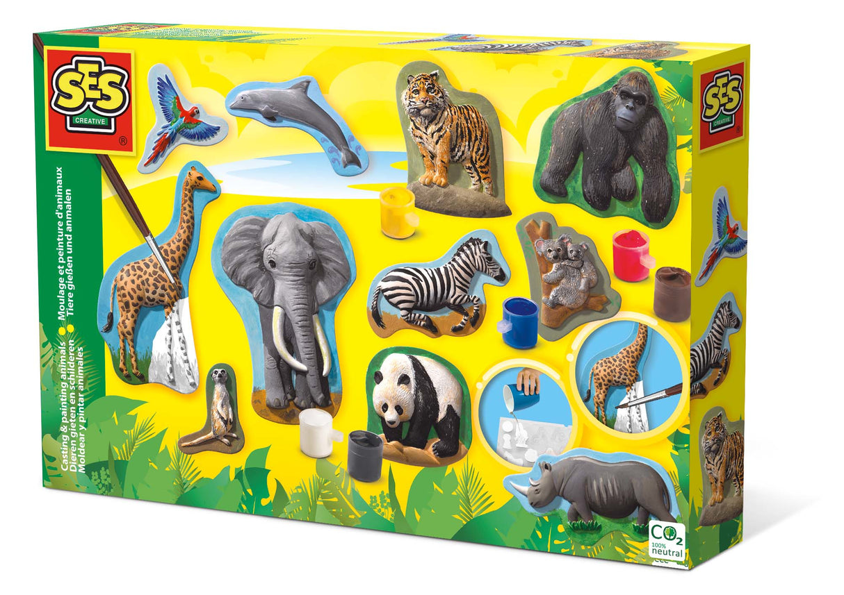 Moulage et peinture - SES CREATIVE - Hobby - Animaux - Plâtre Lavable - 11 figurines a créer - Age : 5+