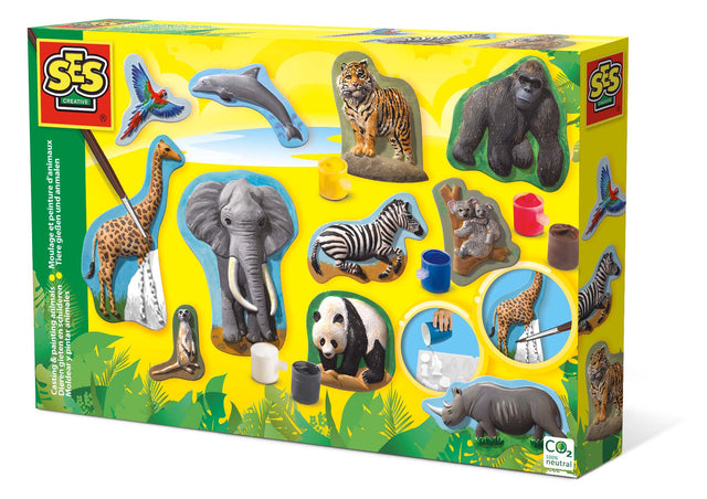 Moulage et peinture - SES CREATIVE - Hobby - Animaux - Plâtre Lavable - 11 figurines a créer - Age : 5+
