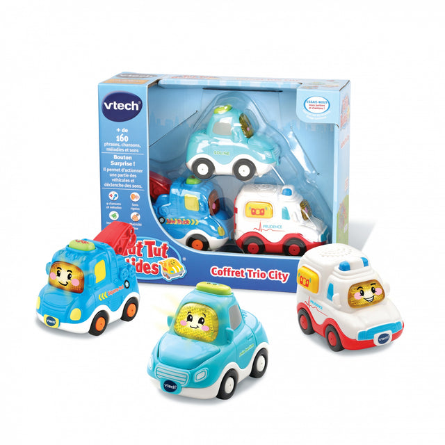 VTECH - Tut Tut Bolides - Coffret Trio City (Berline + Dépanneuse + Ambulance)