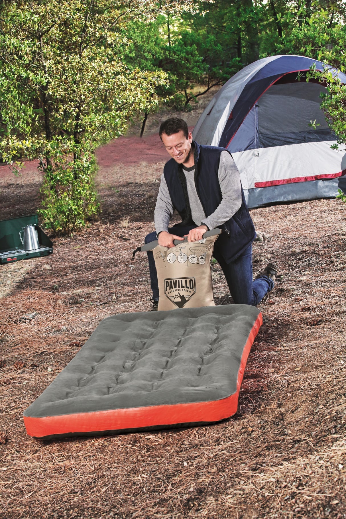 BESTWAY Matelas gonflable camping Pavillo - 1 place Roll & Relax - 188 x 99 x 22 cm - Avec sac de gonflage