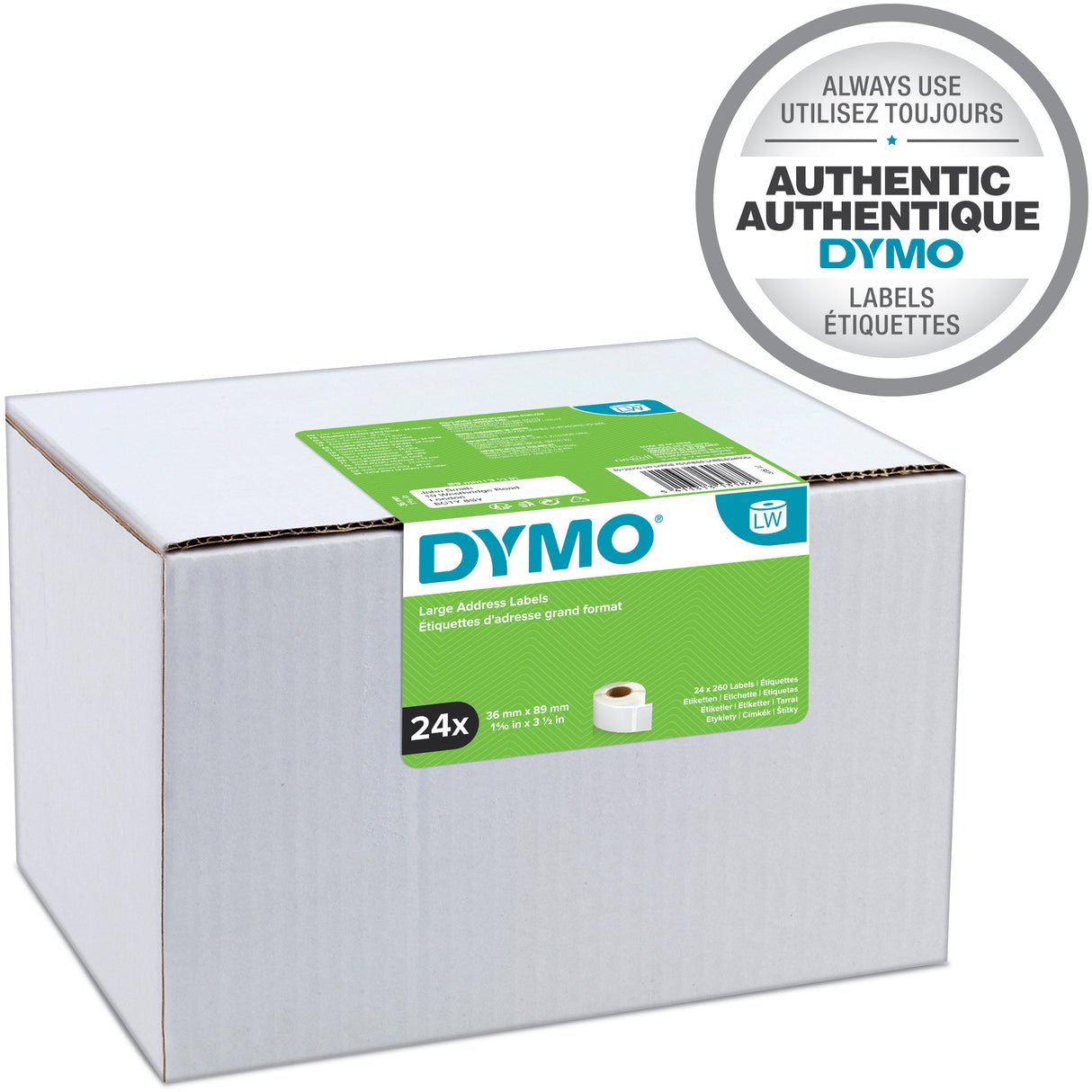 Lot de 2 Rouleaux de 260 étiquettes adhésives Dymo 99012 - 89x36mm (Blanc)