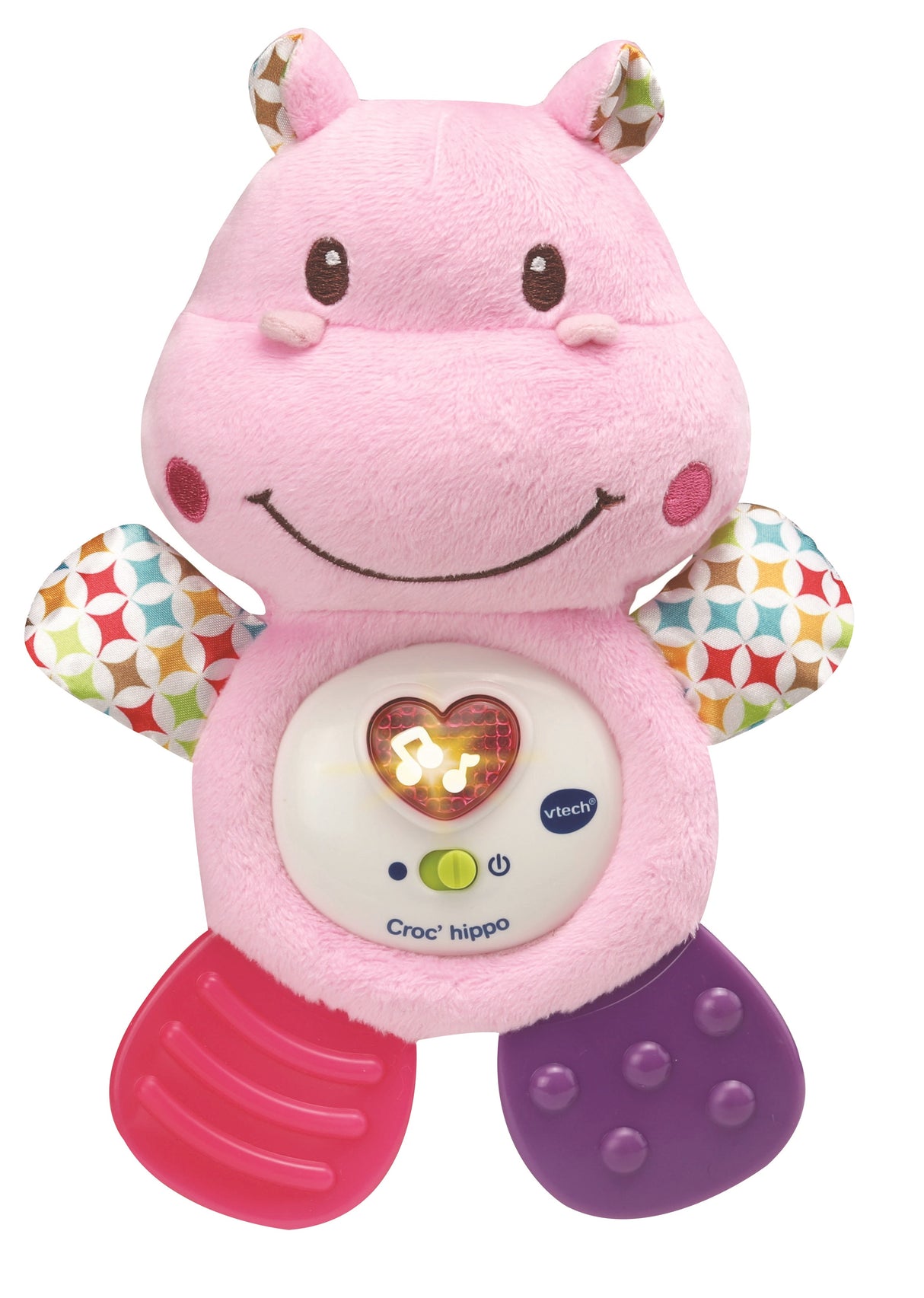 VTECH BABY - Hochet Croc'Hippo - Peluche Texturée Rose