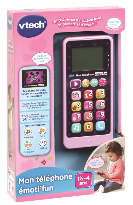 Téléphone Emoti'Fun - VTECH - Rose - Enfant 18 mois - 12 touches lumineuses et tactiles