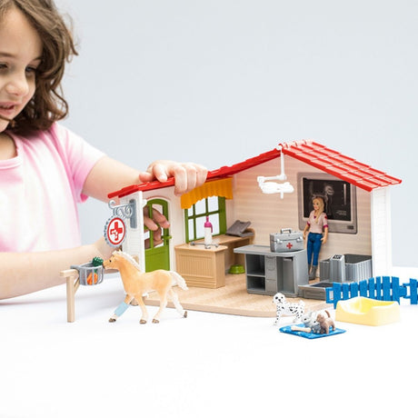 Cabinet vétérinaire avec animaux, coffret de 43 pieces avec figurine vétérinaire, animaux et accessoires, jouets animaux de la