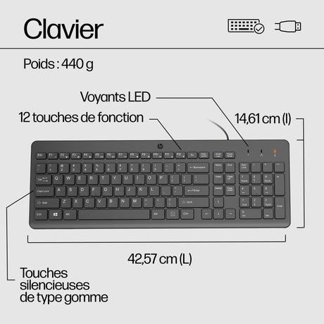 Ensemble Clavier Souris filaires HP 150 - AZERTY