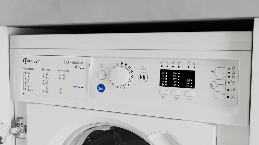 Lave-linge séchant encastrable INDESIT - BIWDIL861485EU - 8 / 6 kg - Induction - L60cm - 1400 trs/min - Blanc