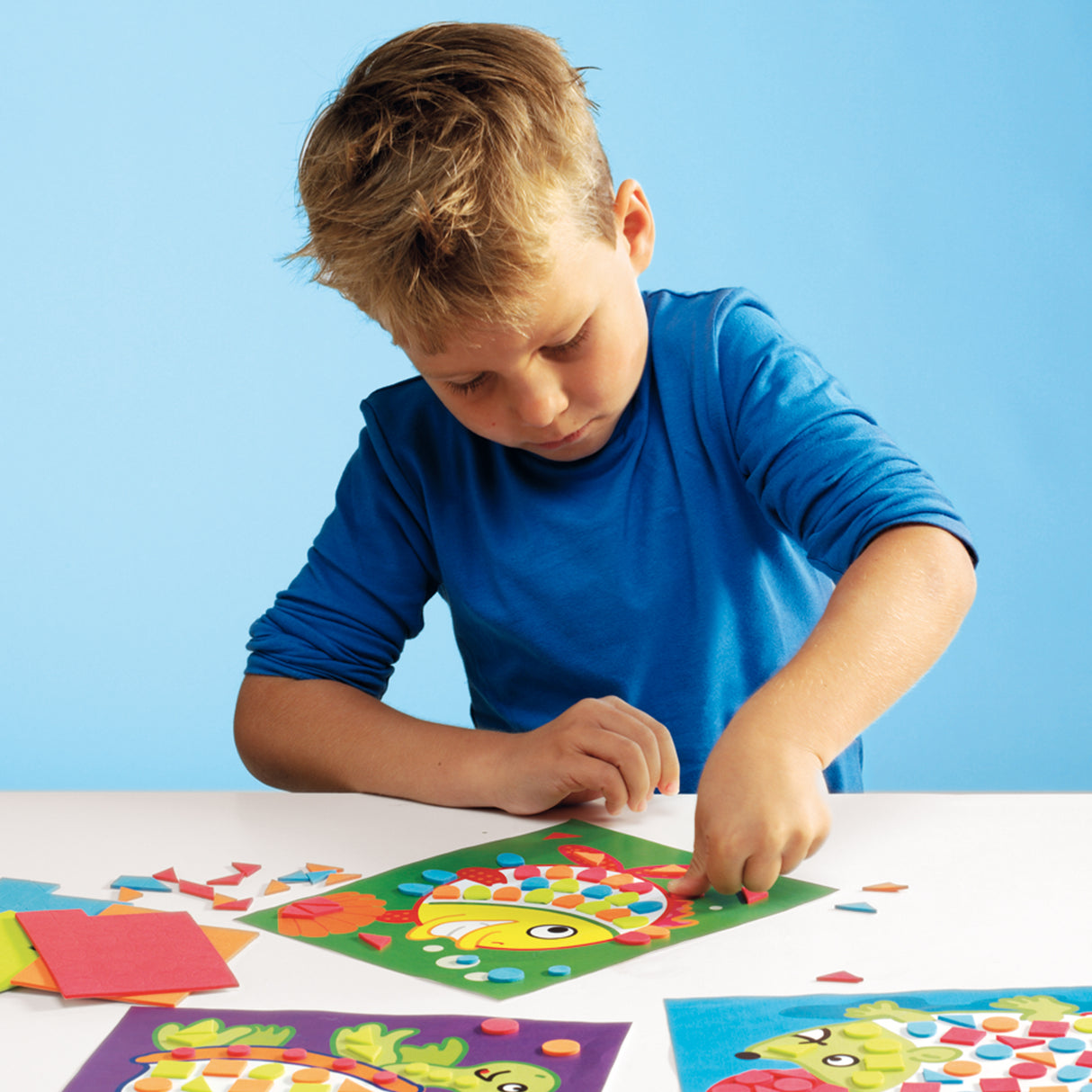 J'apprends la mosaique - SES CREATIVE - Hobby 3 - 6 - Formes en mousse autocollantes - 4 cartes préimprimées - Age : 3+
