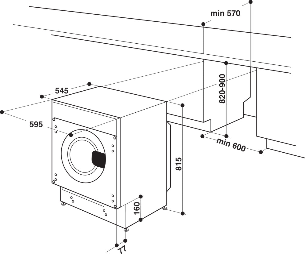 Lave-linge séchant encastrable INDESIT - BIWDIL861485EU - 8 / 6 kg - Induction - L60cm - 1400 trs/min - Blanc
