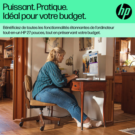 PC Tout-en-un HP 27-cr0075nf - Windows 11 - 27 FHD IPS - Ryzen 5 7520U - RAM 16Go - Stockage 512Go SSD - Clavier et souris sans fil