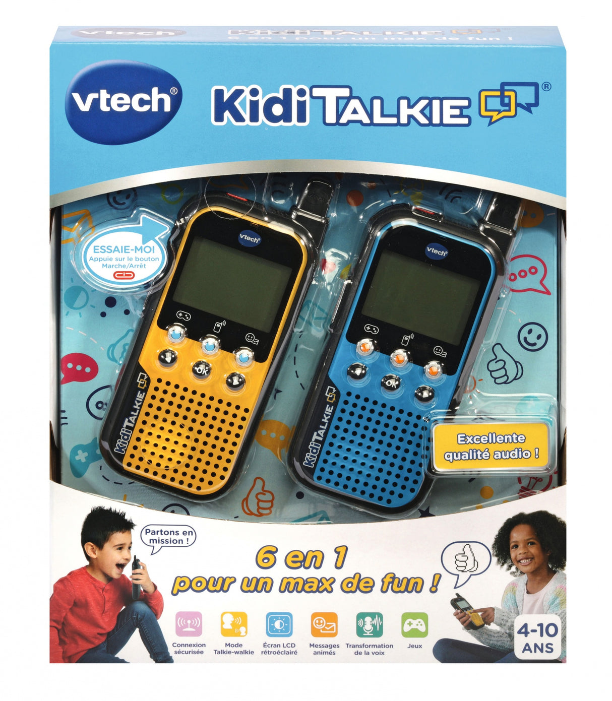 Talkie Walkie VTECH Kidi Talkie - Bleu & Jaune - 6 en 1 pour des heures de jeu et de fun