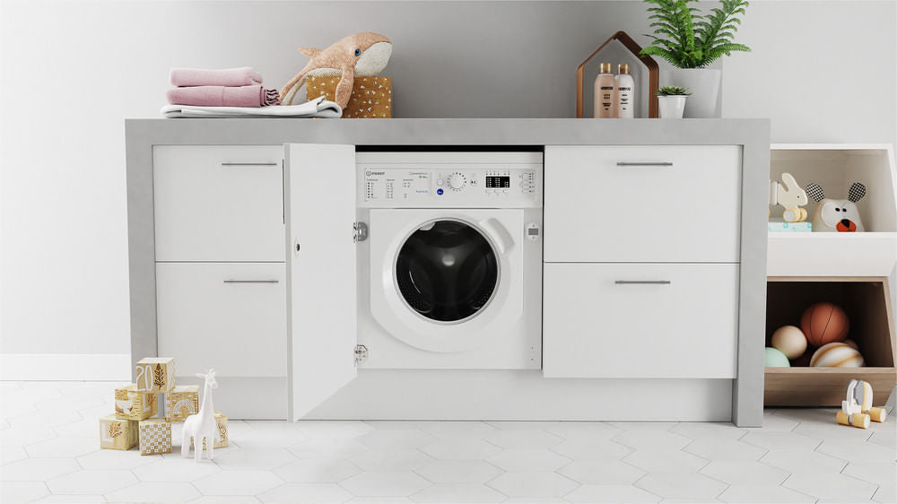 Lave-linge séchant encastrable INDESIT - BIWDIL861485EU - 8 / 6 kg - Induction - L60cm - 1400 trs/min - Blanc