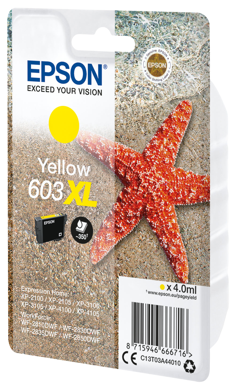 Cartouche d'encre 603 XL Jaune - Epson - Etoile de mer (C13T03A44010) - Faible coűt et fiabilité