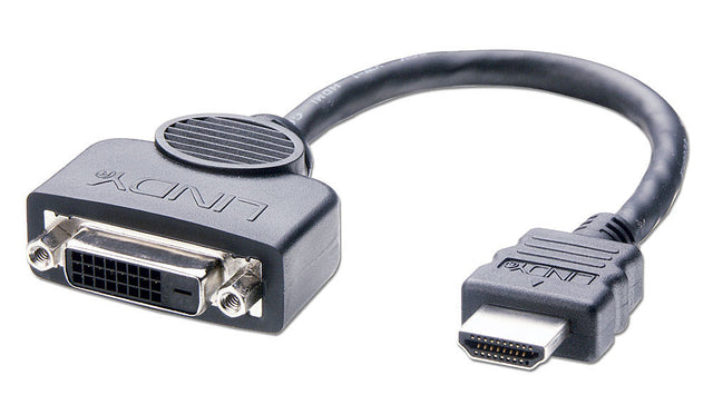 Câble adaptateur Lindy HDMI vers DVI-I M/F 20cm (Noir)