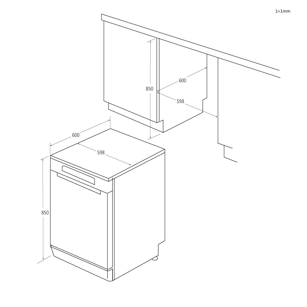 Lave-vaisselle pose libre CANDY CF6C4F2W Rapido - 16 couverts - 44dB  - Maxi Cuve - Connecté - Blanc