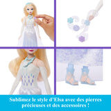 Poupée Jewel Reveal Elsa, La Reine des Neiges, accessoires avec 8 surprises, 1 boîte a bijoux en forme de flocon de neige, 1 bague p