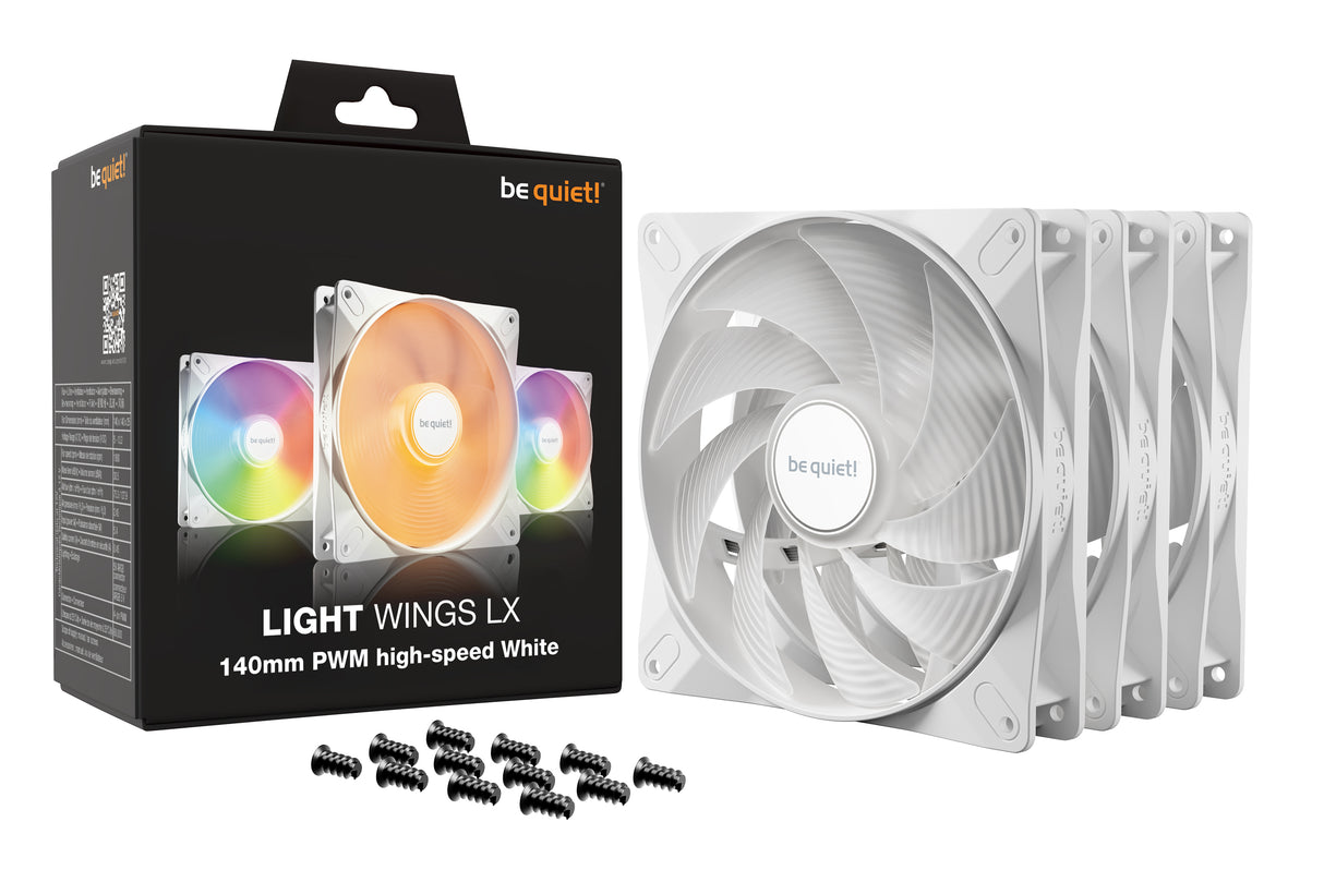 Lot de 3 Ventilateurs de boitier be quiet! Light Wings LX High Speed RGB - 14cm (Blanc)