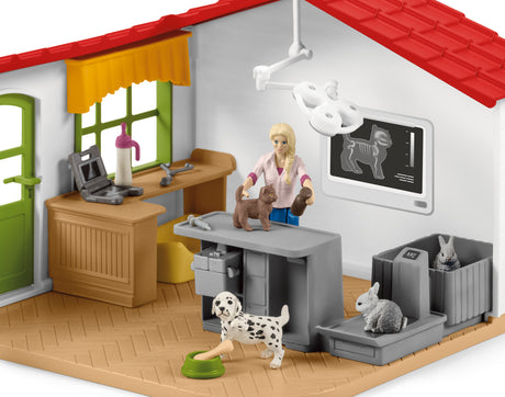 Cabinet vétérinaire avec animaux, coffret de 43 pieces avec figurine vétérinaire, animaux et accessoires, jouets animaux de la