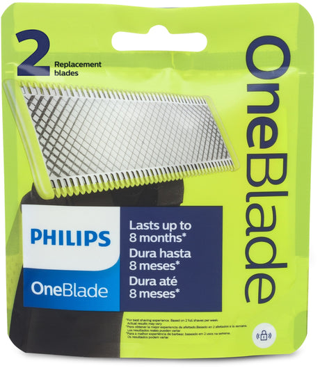 Lames de Rechange - PHILIPS - QP220/51 OneBlade - Acier Inoxydable, 4 Mois d'Utilisation, Double Sens, Étanches