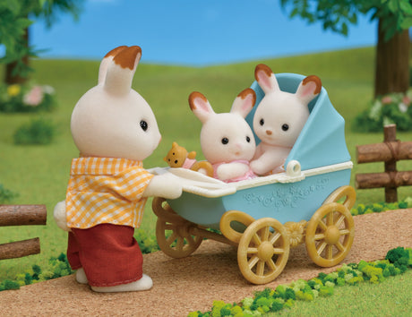 Les jumeaux Lapin Chocolat et poussette double  - Sylvanian Families - 5432