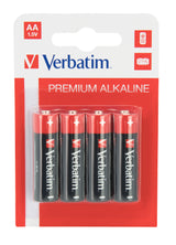 Lot de 4 piles Alcaline Verbatim Premium type AA (LR6) 1,5V