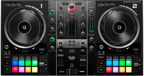 HERCULES DJCONTROL INPULSE 500 - Contrôleur DJ - Interface audio et mixeur hardware intégrés - 16 pads rétroéclaires (RGB) - Noir
