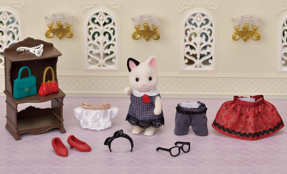 SYLVANIAN FAMILIES - La valisette de mode et grande soeur chat bicolore