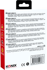 Câble HDMI 2.1 - KONIX - Nintendo Switch 2  - Compatibilité 4K et 8K - Nylon tressé - Longueur 1,8 m - Noir