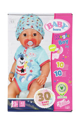BABY BORN - Magic Boy - Poupée bébé garçon avec 11 accessoires - Mange, dort, pleure et utilise le pot - 43cm - des 3 ans