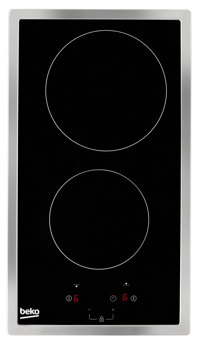 Table de cuisson BEKO HDMC32400TX - 2 foyers vitrocéramique - Commandes tactiles - Noir - Minuterie intégrée