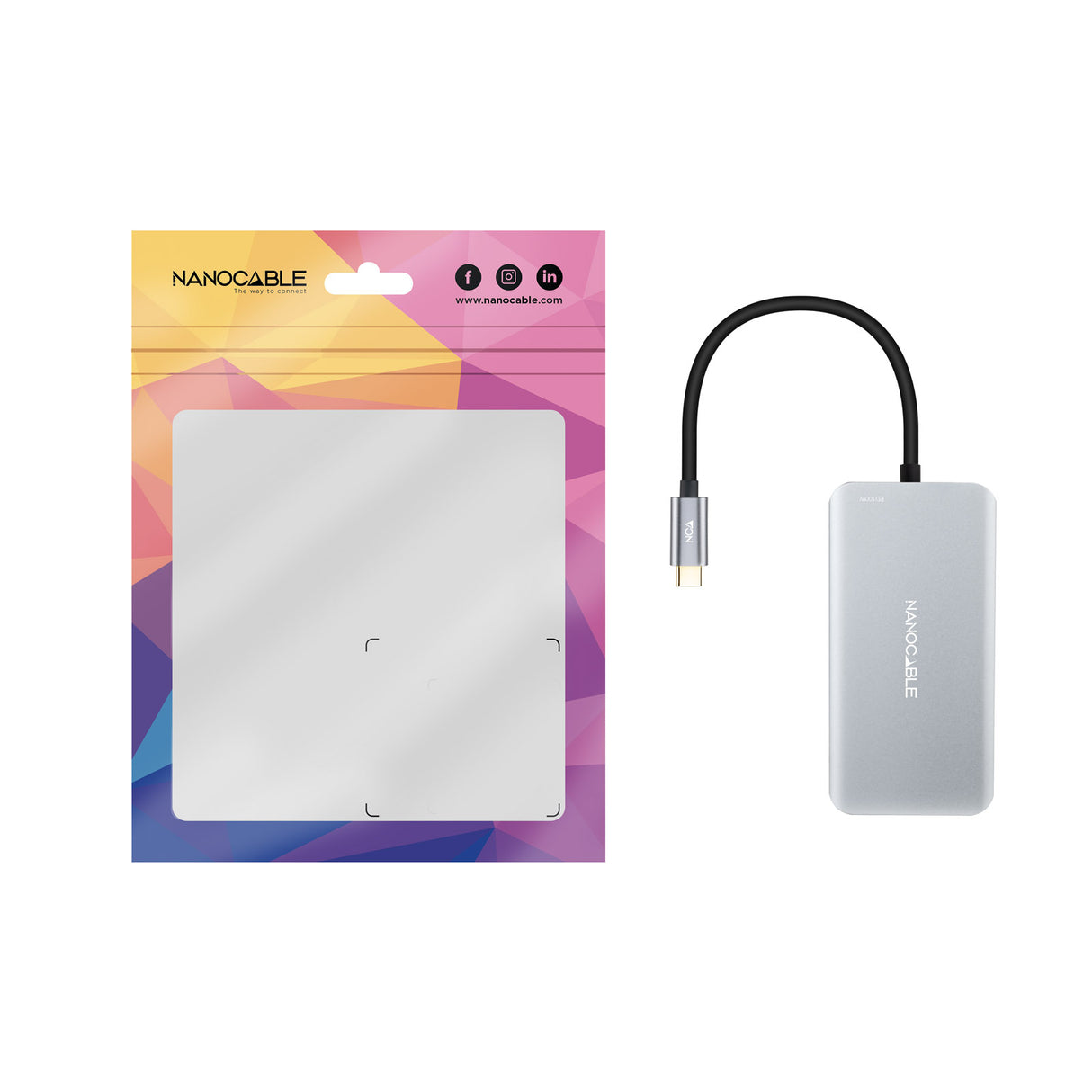 Hub USB-C 3.2 Nanocable - 3x USB-A et 2x USB-C (Gris)