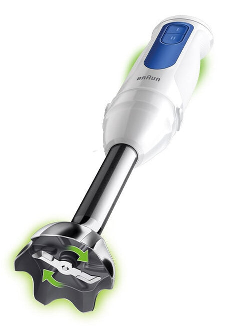 Mixeur plongeant - BRAUN - MultiQuick MQ30001M - 900 W - 2 vitesses - Blanc / Bleu