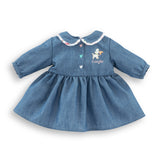 Robe Week-end a Paris - Corolle - 30 cm - Imitation denim - Col claudine - Broderies coeurs