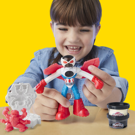 Play-Doh Captain America, coffret Moto tranchante avec figurine flexible, 3 accessoires et pâte a modeler, des 4 ans, Marvel