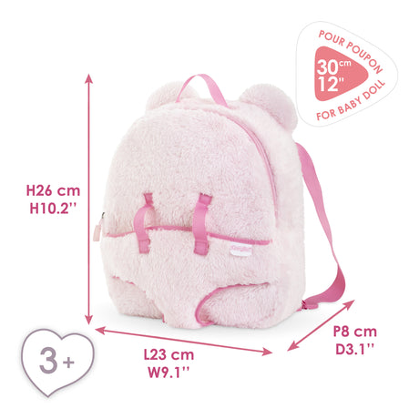 Sac a dos porte-poupon - COROLLE - Peluche rose pour poupon 30 cm - Des 3 ans