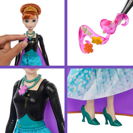 Poupée Jewel Reveal Anna, La Reine des Neiges, accessoires avec 8 surprises, 1 boîte a bijoux en forme de flocon de neige, 1 bague p