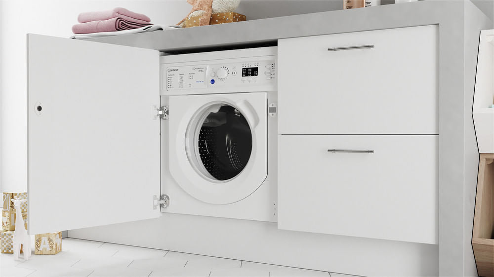 Lave-linge séchant encastrable INDESIT - BIWDIL861485EU - 8 / 6 kg - Induction - L60cm - 1400 trs/min - Blanc