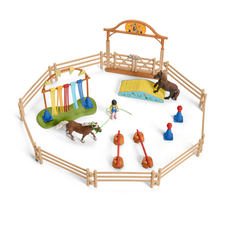 Coffret d'entraînement agilité équestre avec Cheval, Ensemble de 41 Pieces, Schleich 42481 Farm World, des 3 ans