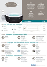 Spa gonflable BESTWAY - Lay-Z-Spa Miami - 120 airjets - 180 x 66 cm - 2 a 4 places - Rond (couverture, cartouche, diffuseur)