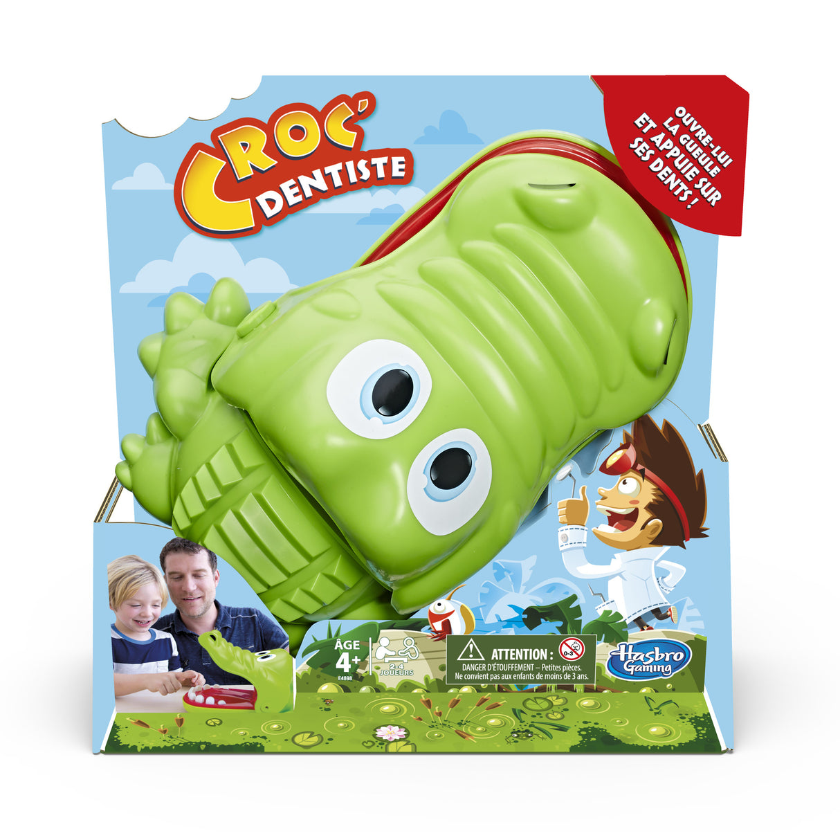 Croc' Dentiste, Jeu de société pour les petits, Jeu fun, Version française, Hasbro Gaming, Des 4 ans