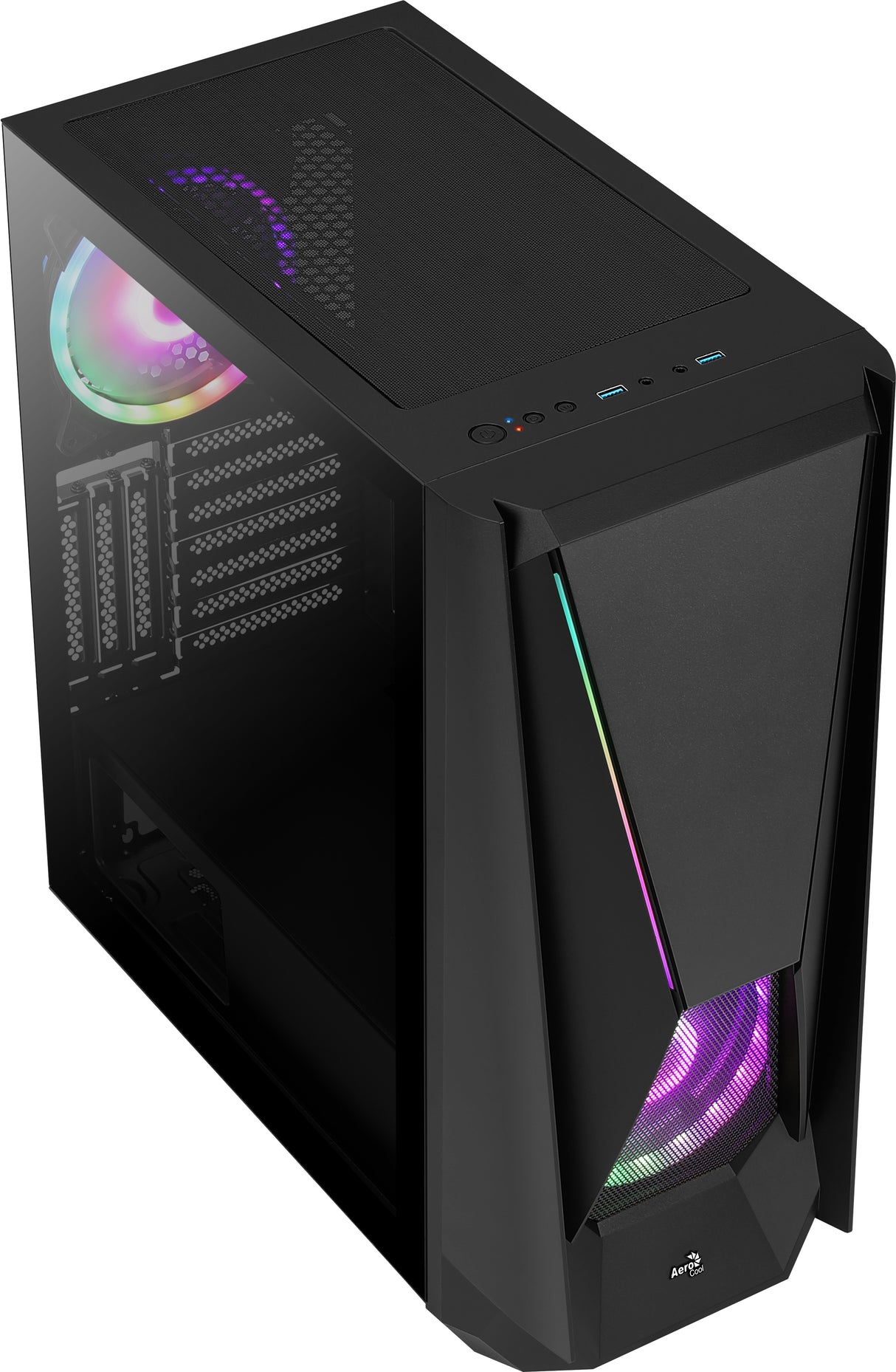 Boitier Moyen Tour E-ATX AeroCool Visor RGB avec panneau vitré (Noir)