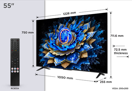 TCL 55T69C - TV QLED 55 (140 cm) - 4K UHD 3840x2160 - HDR10+ - Android TV  - 3xHDMI 2.1 - WiFi