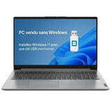 PC portable LENOVO IdeaPad 1 15AMN7 | Sans Windows - 15 FHD - Ryzen 3 7320U - RAM 16 Go - SSD 512 Go - AZERTY