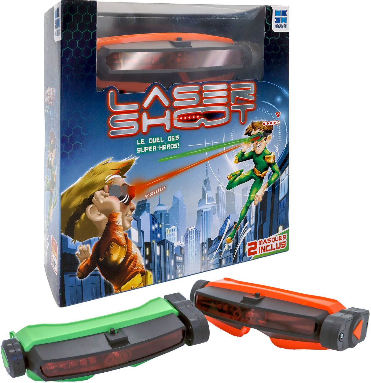 Jeu de société - MEGABLEU - Laser Shoot - Duel au laser avec masques et vies a perdre