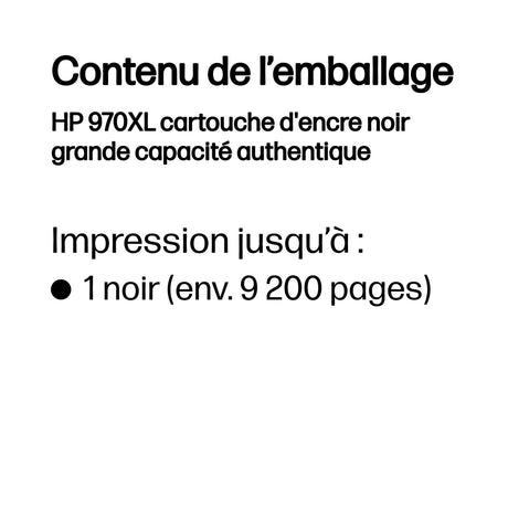 HP 970XL cartouche d'encre noire grande capacité authentique (CN625AE) pour HP Officejet Pro X451/X476/X551/X576