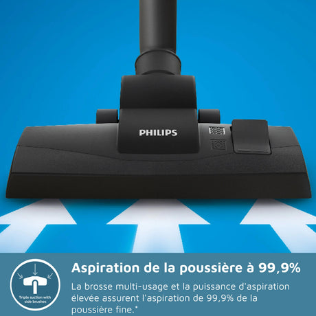 Aspirateur sans sac - PHILIPS - XB2122/09 - Série 2000 - 850W - 77db - Blanc/bleu