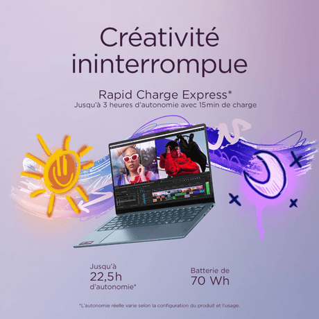 PC Portable LENOVO Yoga Slim 7 14AKP10 | Windows 11 - 14'' OLED - Ryzen 7 AI 350 - Copilot+ - RAM 32 Go - SSD 1 To - AZERTY