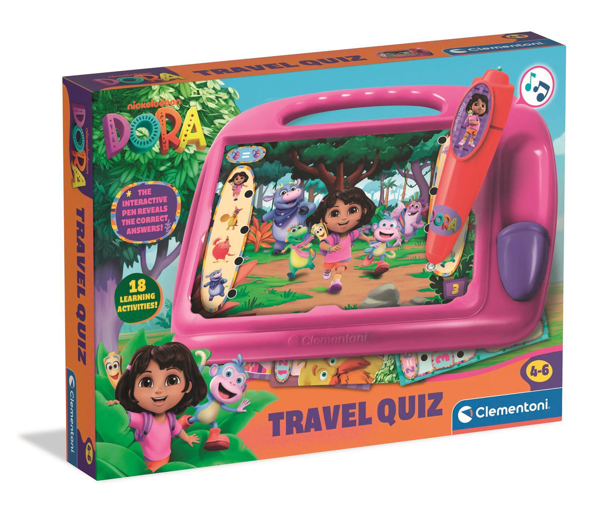 Clementoni - Pupitre Dora - Jeu éducatif - Découvre les formes, les couleurs, les chiffres, l'espace et les dimensions - 4 ans